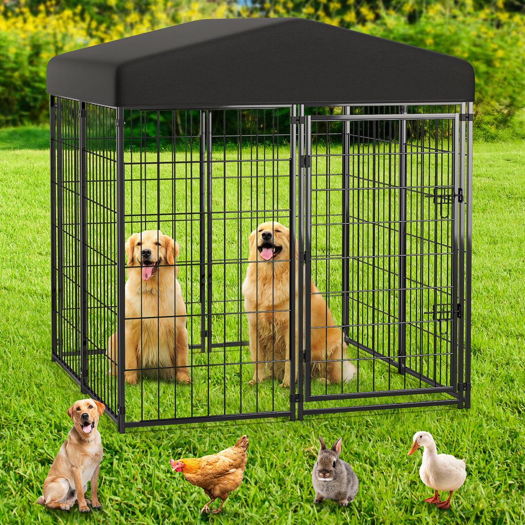 Mydeargo Universal Heavy Duty Large Metal Pet Kennels & Crates with Sun/Rain Proof for Dog Cat Duck Chicken Outdoor Indoor Excerise