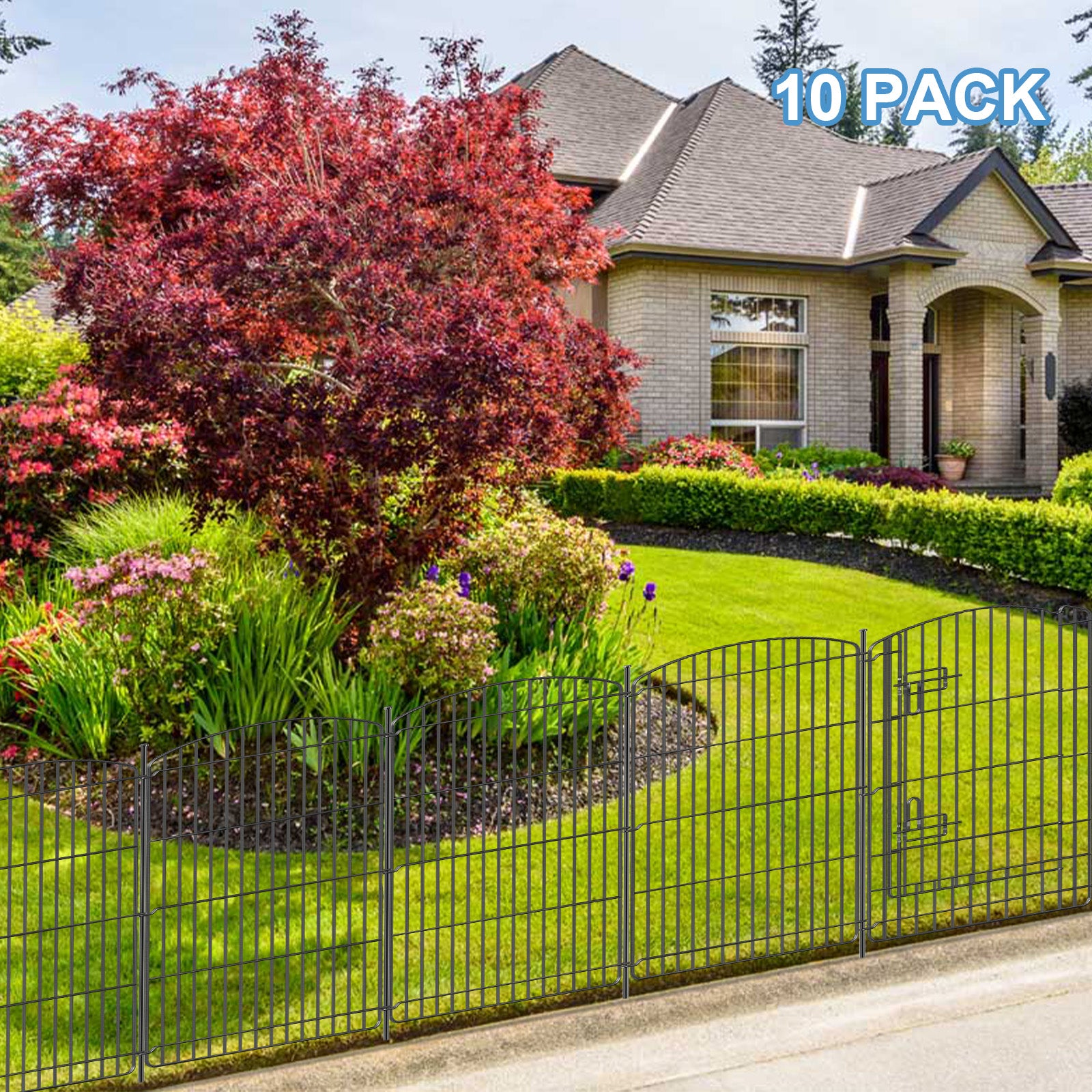 Mydeargo 10 Panels Metal Outdoor Decorative Garden Border Fence for Yard Lawn Patio, 30"(H) X 24"(L)