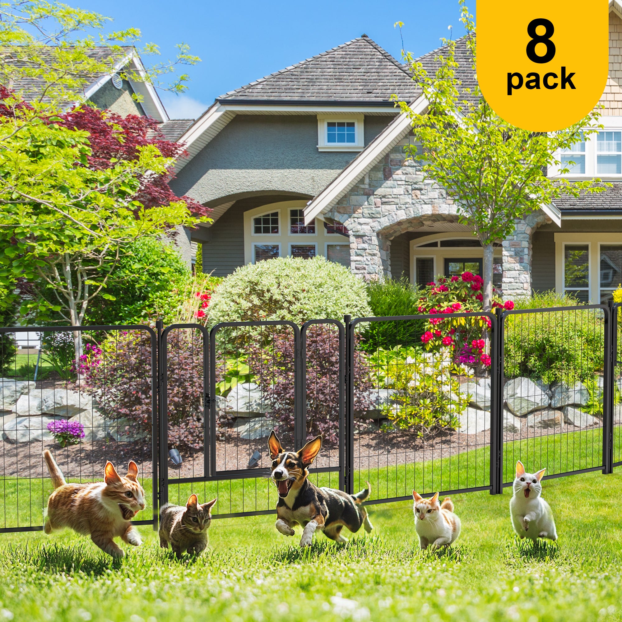 Ciwapet 32" Tall Metal Dog Playpen for Indoor & Outdoor Use, 8 Panels Exercise Fence for Dogs & Pets
