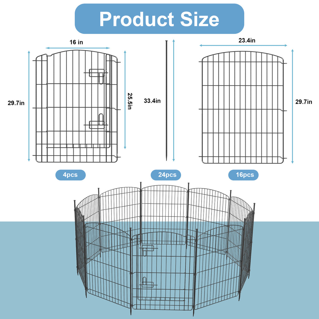 Mydeargo 20 Panels Metal Outdoor Decorative Garden Border Fence for Yard Lawn Patio, 30"(H) X 24"(L)