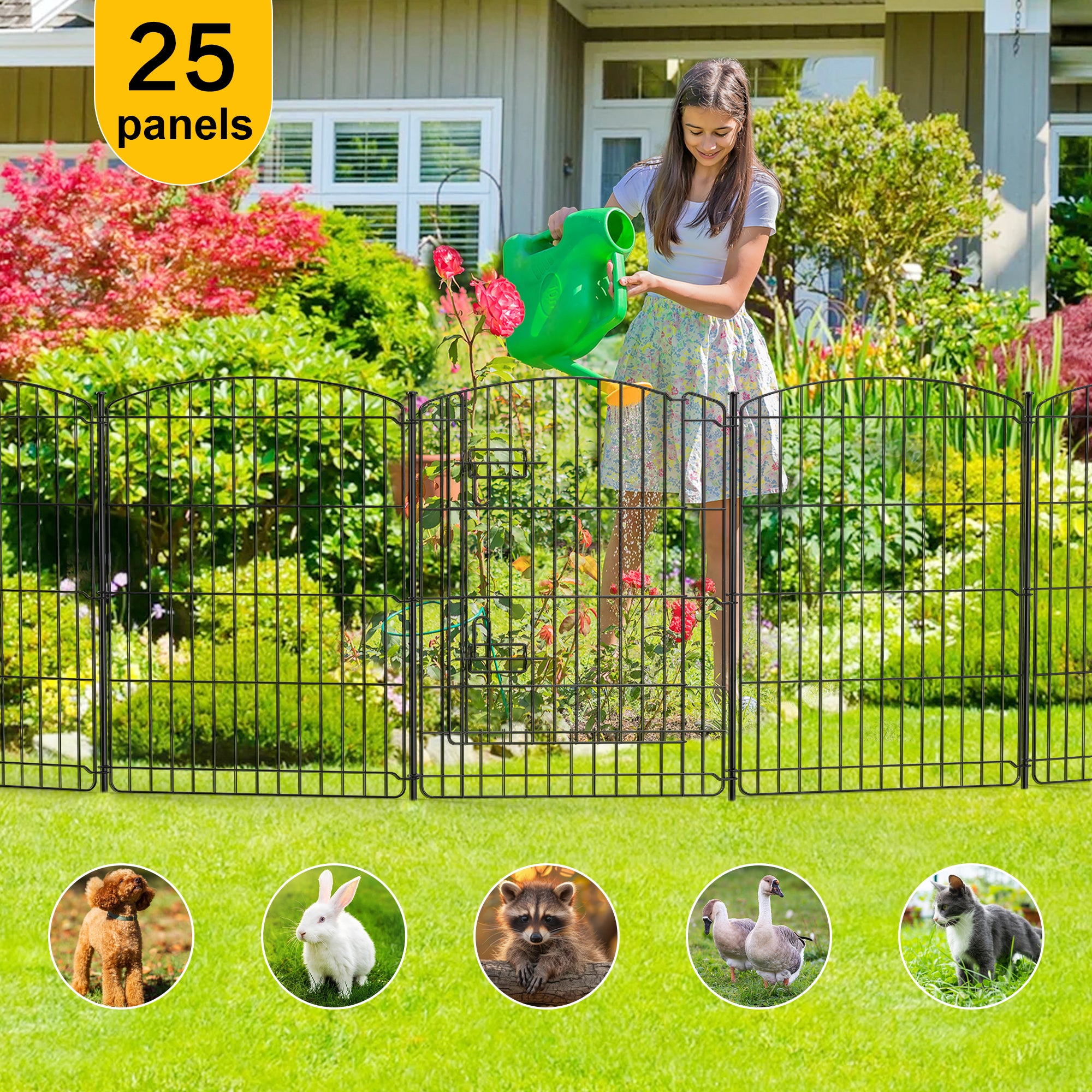 Ciwapet 25 Panels Decorative Metal Garden Fencing and Borders for Yard Patio & Flower Beds, 30"(H) X 24"(L)