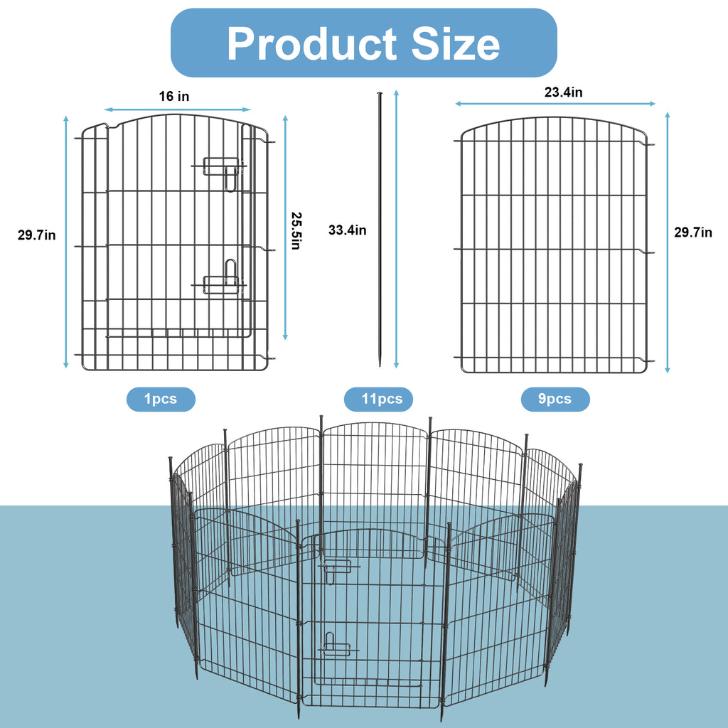 Mydeargo 25 Panels Metal Outdoor Decorative Garden Border Fence for Yard Lawn Patio, 30"(H) X 24"(L)