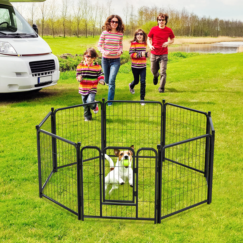 Mydeargo 24" Tall Metal Dog Pet Playpens for Outside Inside Exercise Run Relax, 8 Fence Panels