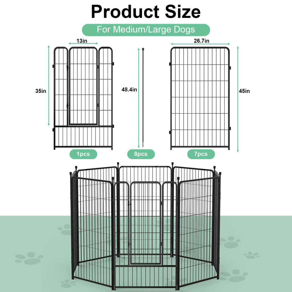 Mydeargo 45" Tall Metal Dog Pet Playpens for Outside Inside Exercise Run Relax, 8 Fence Panels