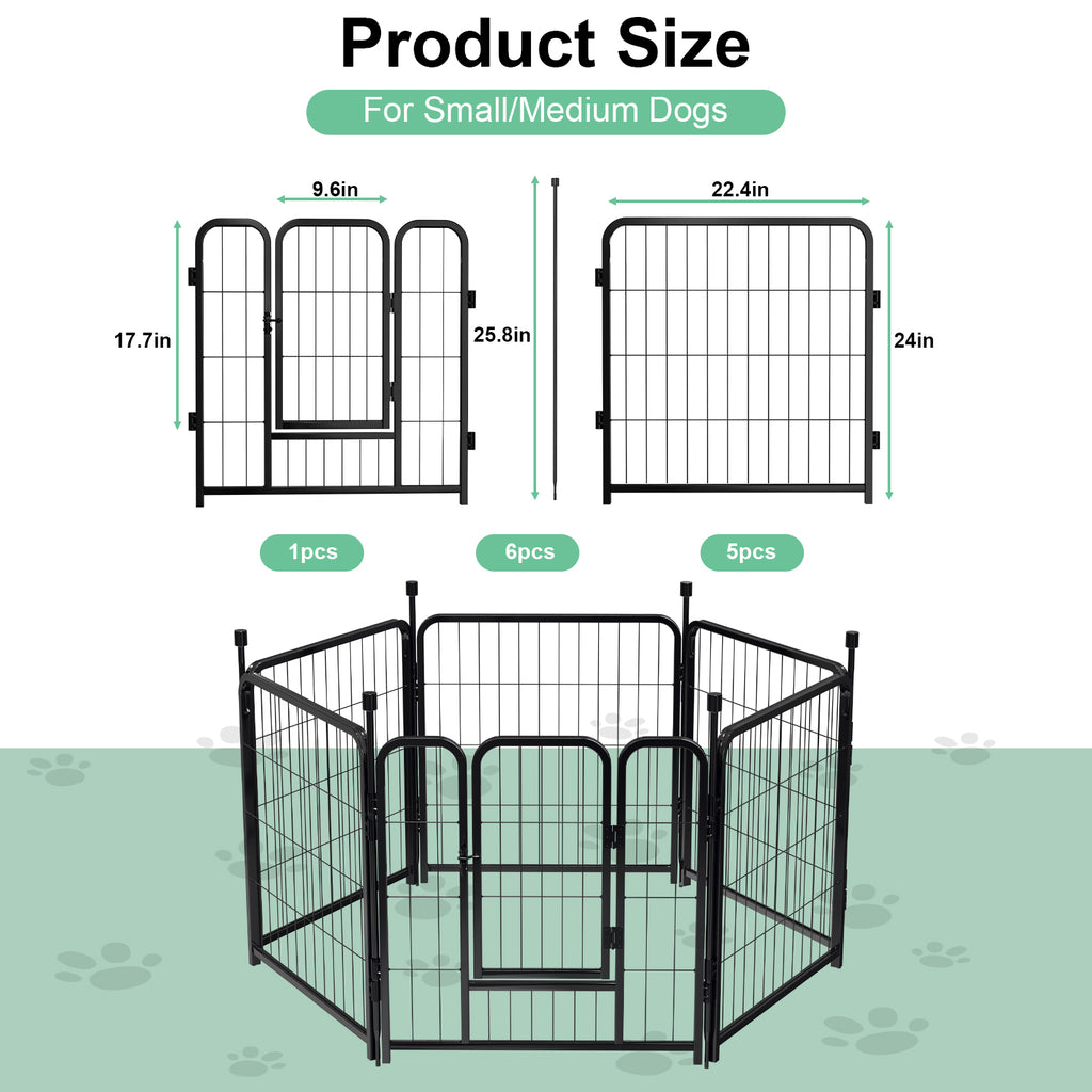 Mydeargo 24" Tall Metal Dog Pet Playpens for Outside Inside Exercise Run Relax, 8 Fence Panels