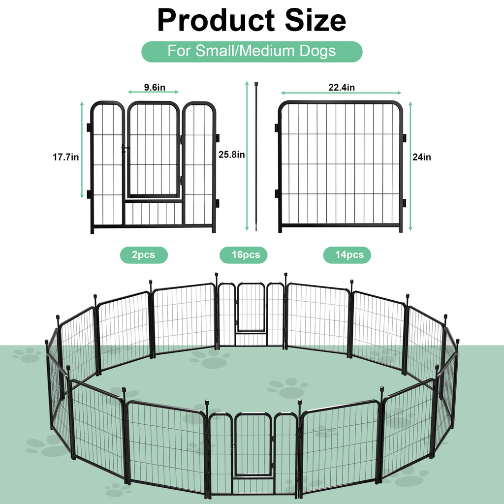 Mydeargo 32" Tall Metal Dog Pet Playpens for Outside Inside Exercise Run Relax, 16 Fence Panels