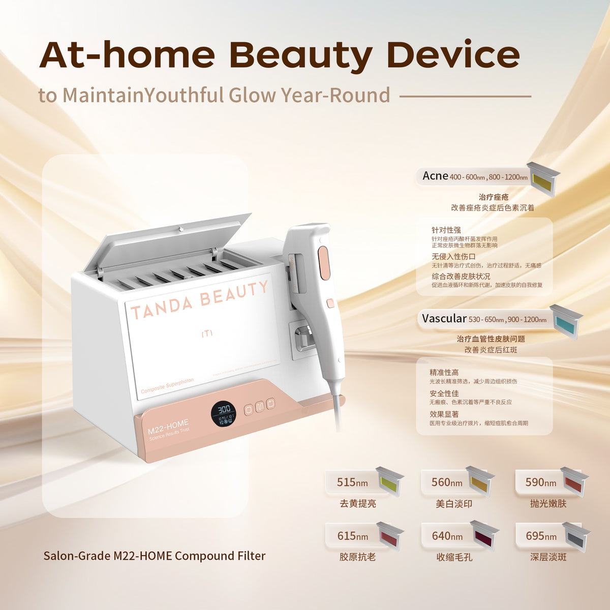 MYDEARGO Portable Facial Light Tool Device with Compound LED Light Technology for Home Daily Skin Care