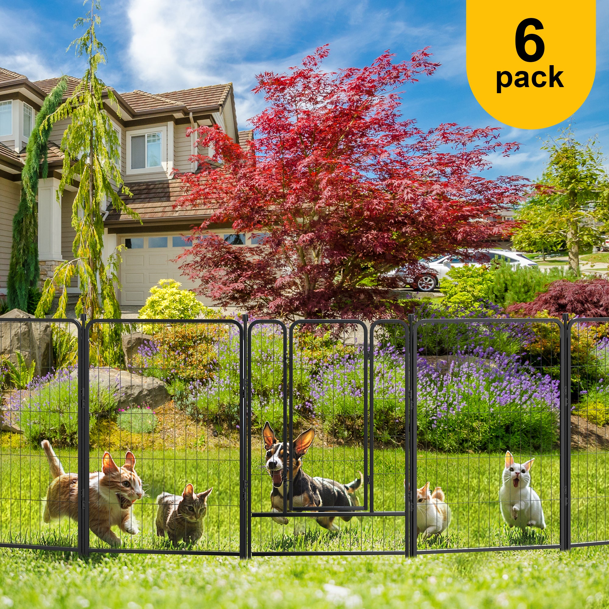 Mydeargo 40" Tall Metal Dog Pet Playpens for Outside Inside Exercise Run Relax, 6 Fence Panels