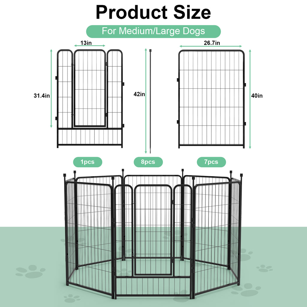 Mydeargo 40" Tall Metal Dog Pet Playpens for Outside Inside Exercise Run Relax, 8 Fence Panels
