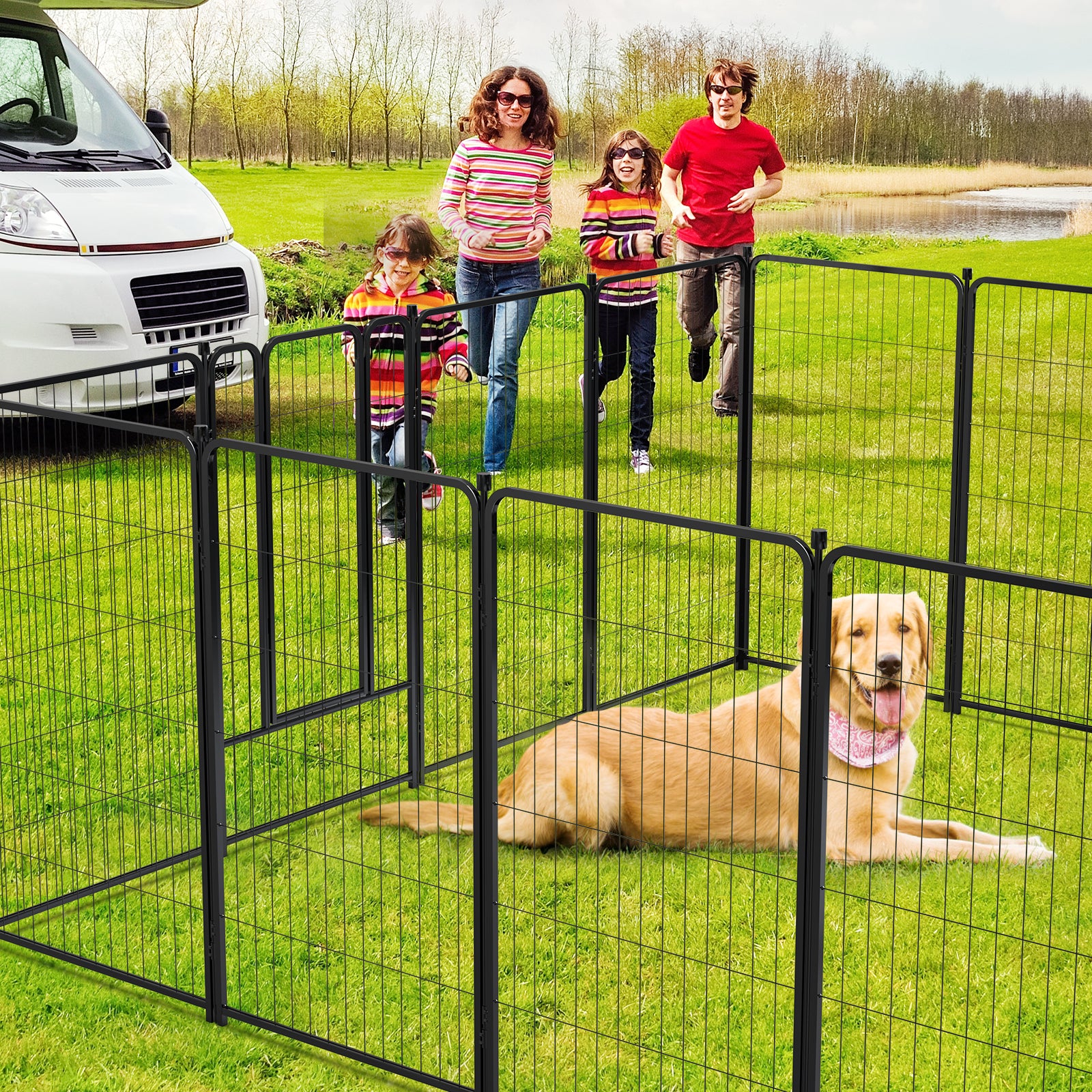Mydeargo 45" Tall Metal Dog Pet Playpens for Outside Inside Exercise Run Relax, 16 Fence Panels