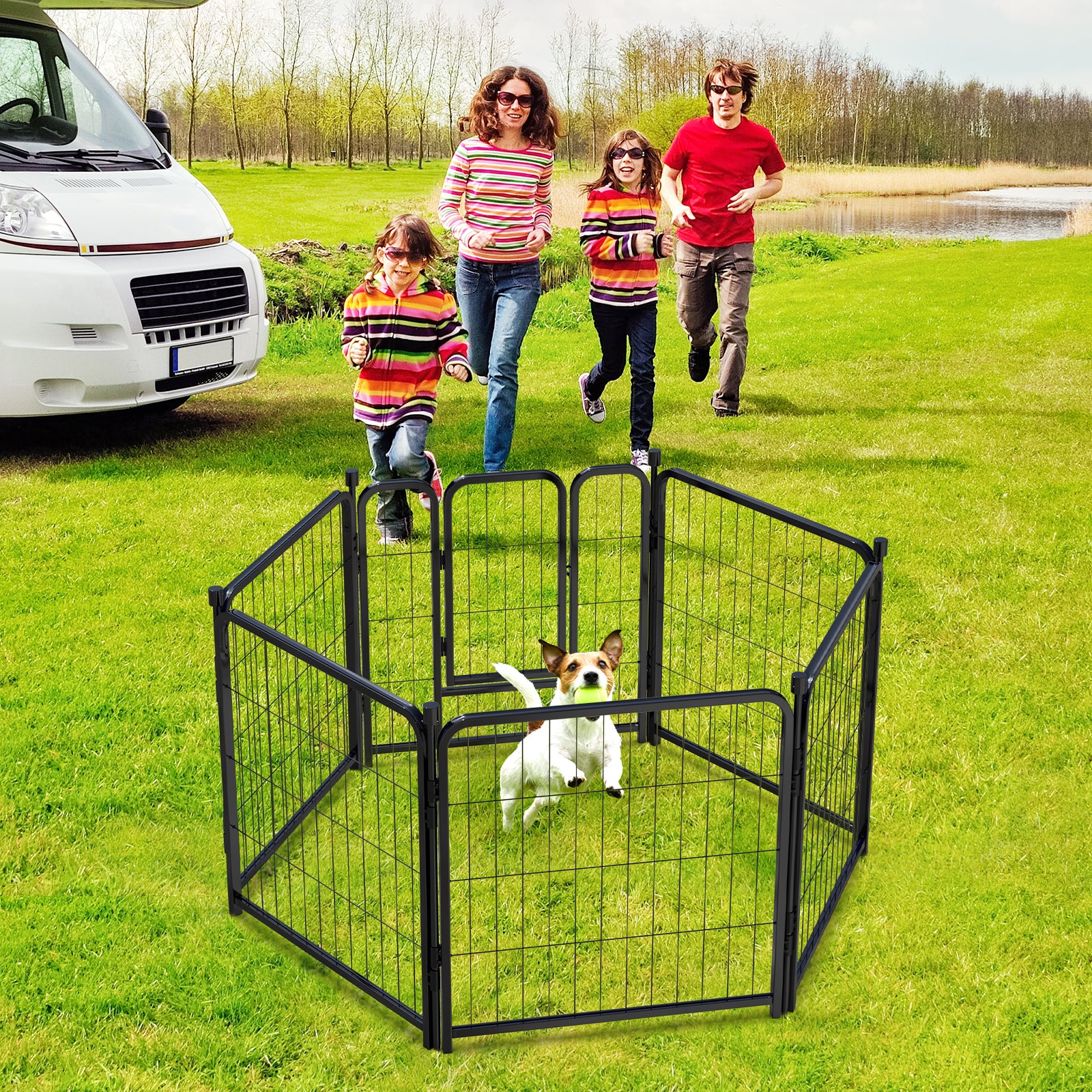Mydeargo 24" Tall Metal Dog Pet Playpens for Outside Inside Exercise Run Relax, 8 Fence Panels
