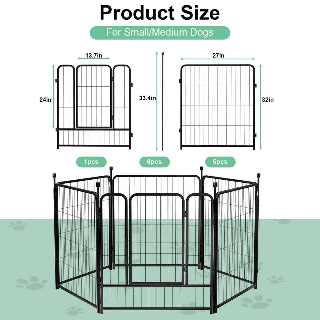 Mydeargo 32" Tall Metal Dog Pet Playpens for Outside Inside Exercise Run Relax, 6 Fence Panels