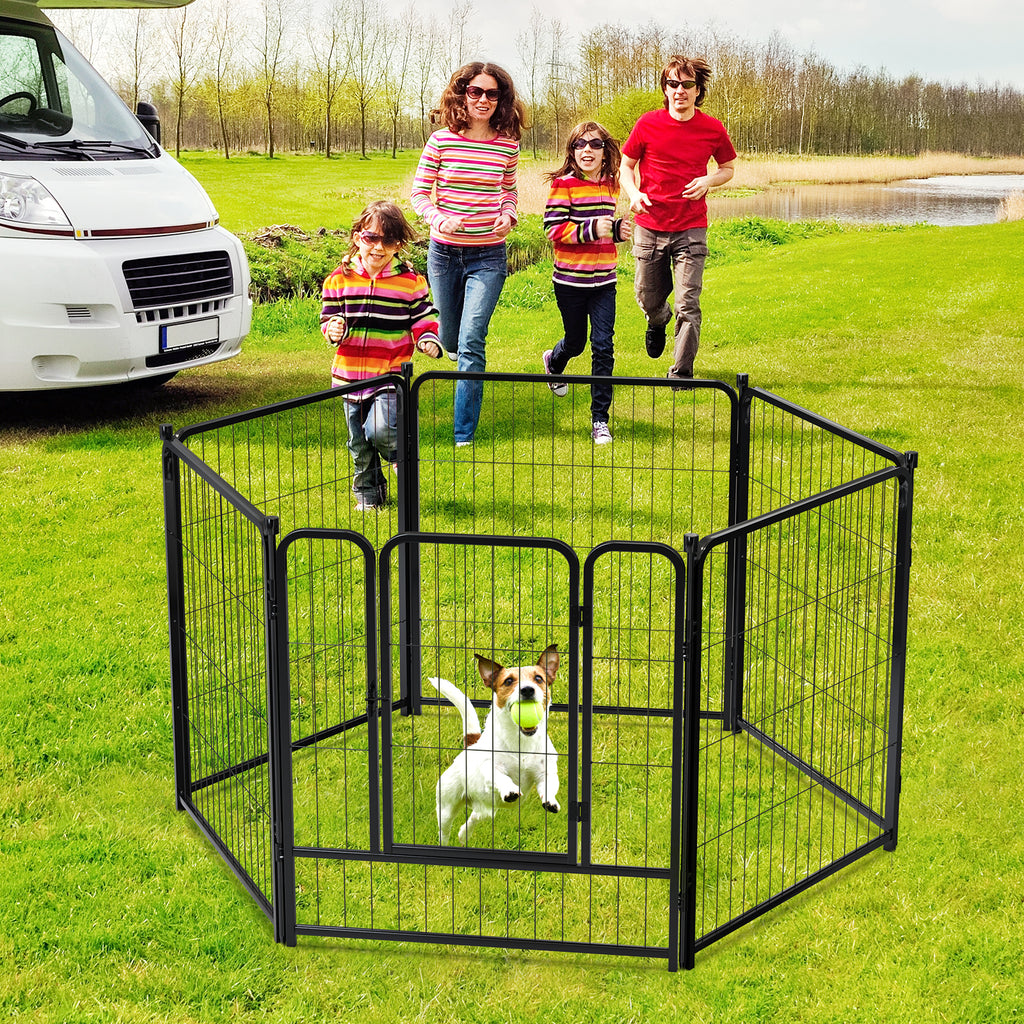 Mydeargo 32" Tall Metal Dog Pet Playpens for Outside Inside Exercise Run Relax, 6 Fence Panels