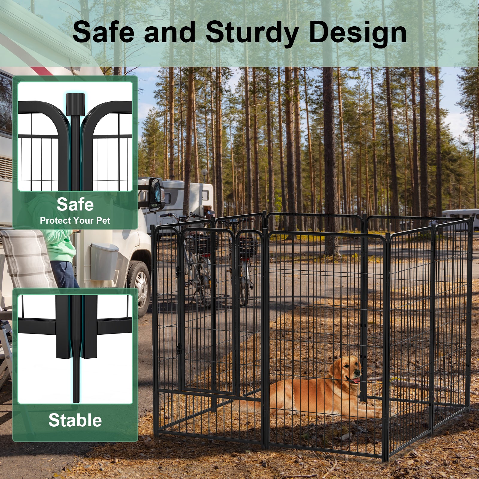 Mydeargo 45" Tall Metal Dog Pet Playpens for Outside Inside Exercise Run Relax, 8 Fence Panels