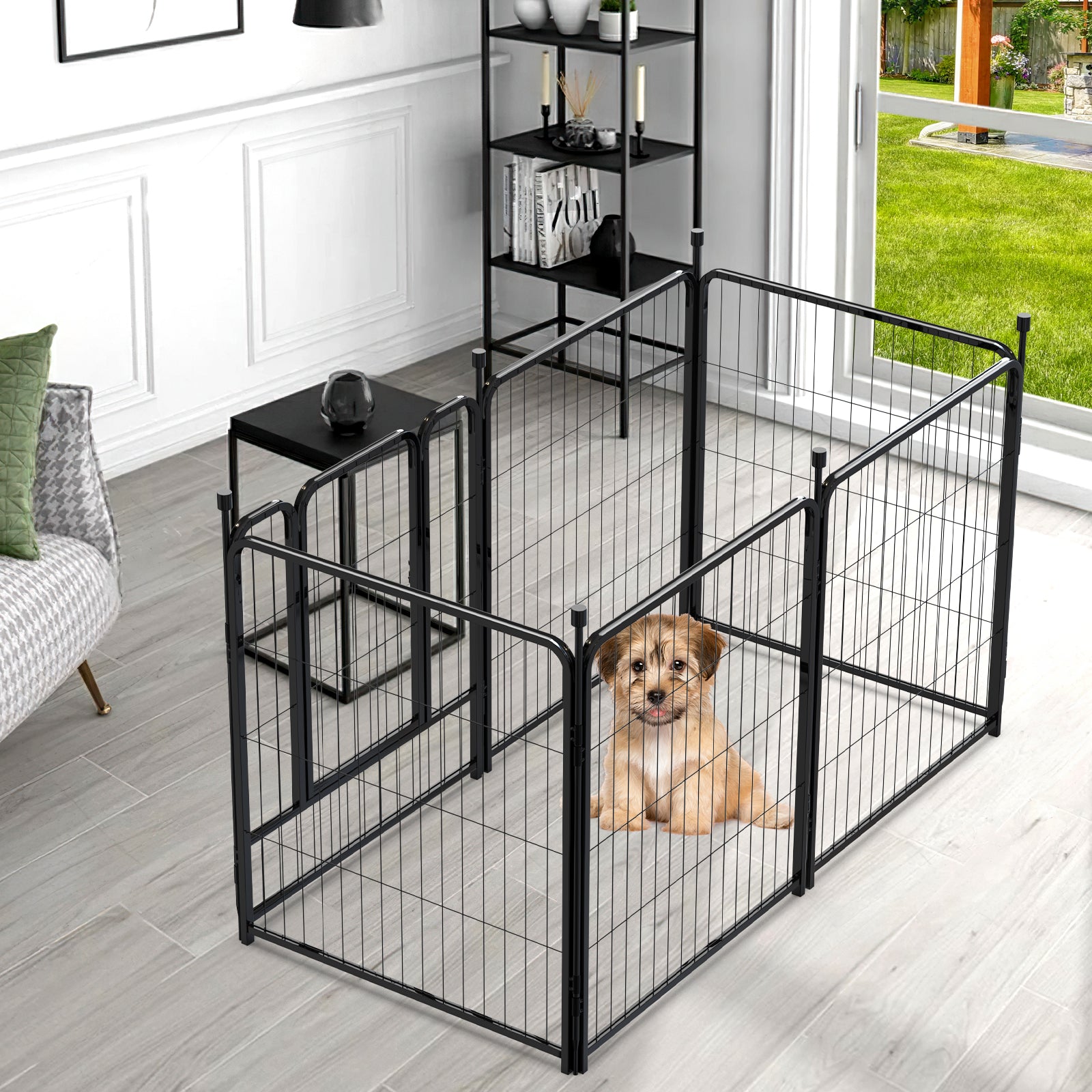 Mydeargo 32" Tall Metal Dog Pet Playpens for Outside Inside Exercise Run Relax, 6 Fence Panels