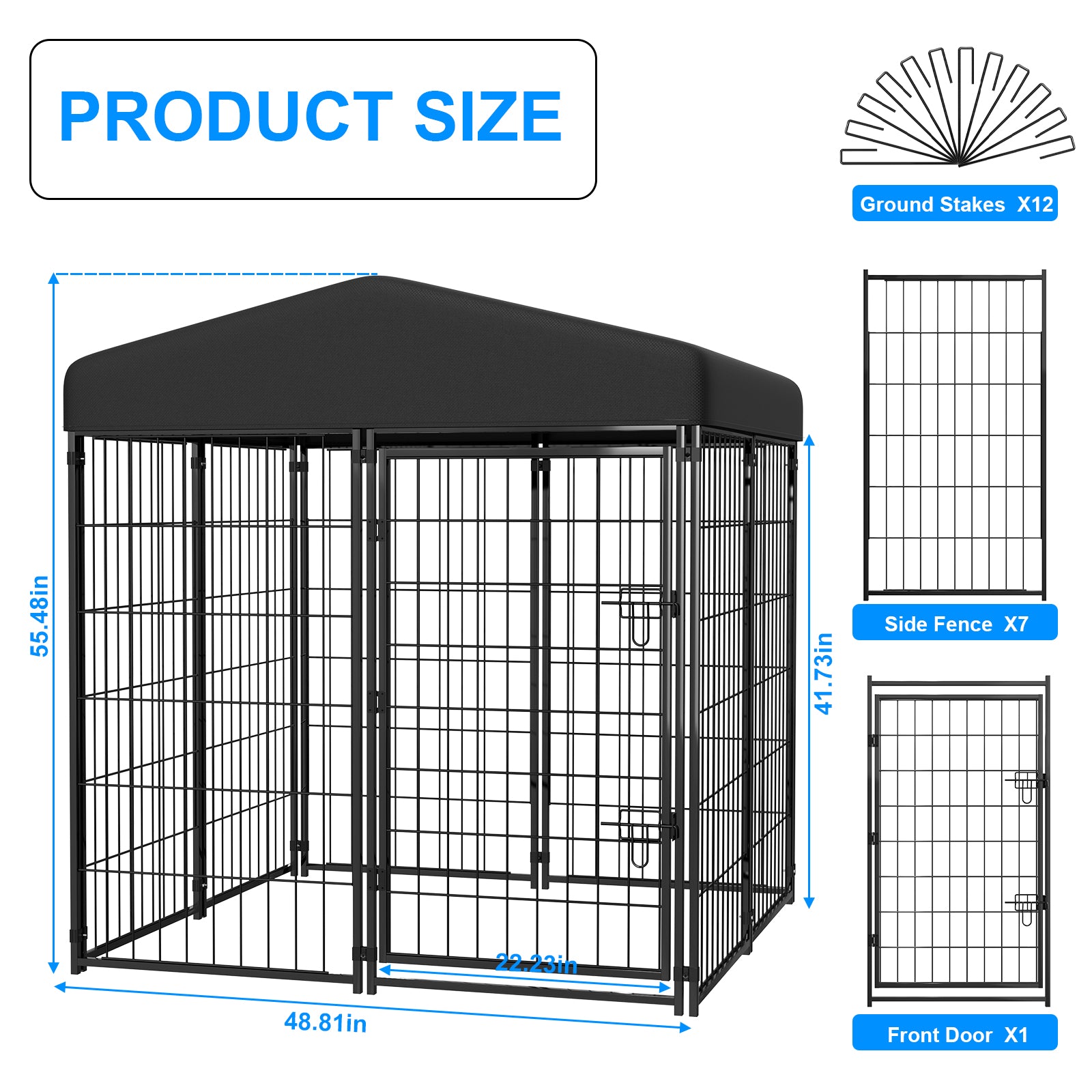 Mydeargo Universal Heavy Duty Large Metal Pet Kennels & Crates with Sun/Rain Proof for Dog Cat Duck Chicken Outdoor Indoor Excerise