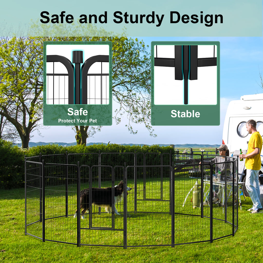 Mydeargo 45" Tall Metal Dog Pet Playpens for Outside Inside Exercise Run Relax, 16 Fence Panels