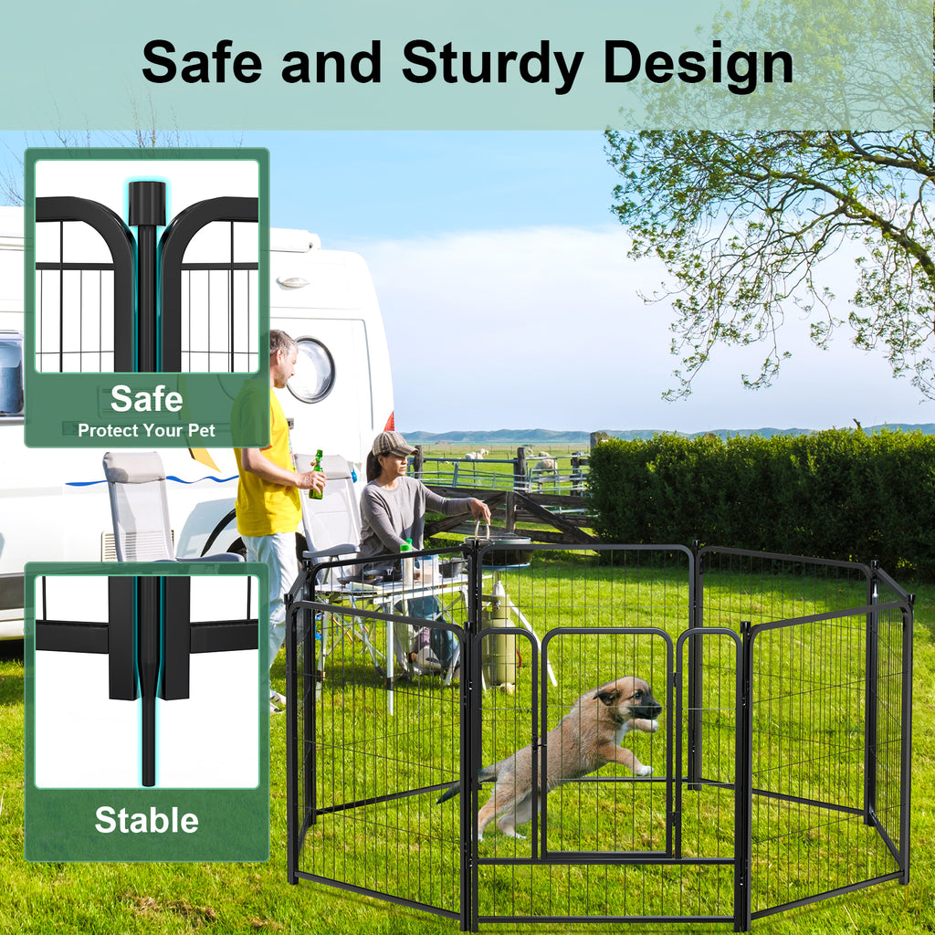 Mydeargo 32" Tall Metal Dog Pet Playpens for Outside Inside Exercise Run Relax, 8 Fence Panels