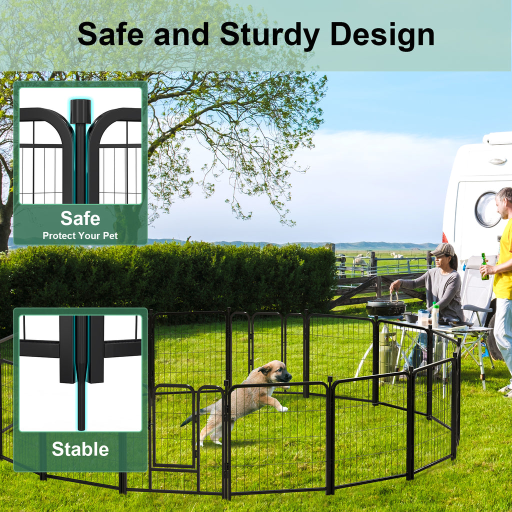 Mydeargo 32" Tall Metal Dog Pet Playpens for Outside Inside Exercise Run Relax, 16 Fence Panels