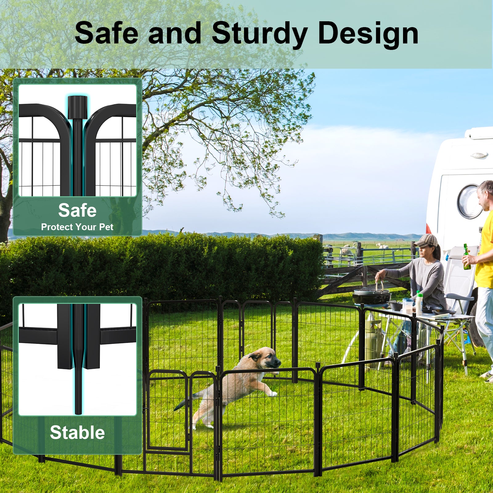 Mydeargo 32" Tall Metal Dog Pet Playpens for Outside Inside Exercise Run Relax, 16 Fence Panels