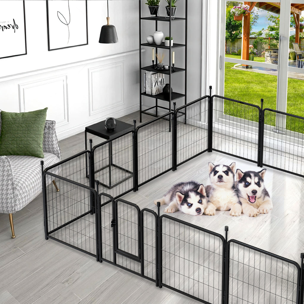 Mydeargo 32" Tall Metal Dog Pet Playpens for Outside Inside Exercise Run Relax, 16 Fence Panels