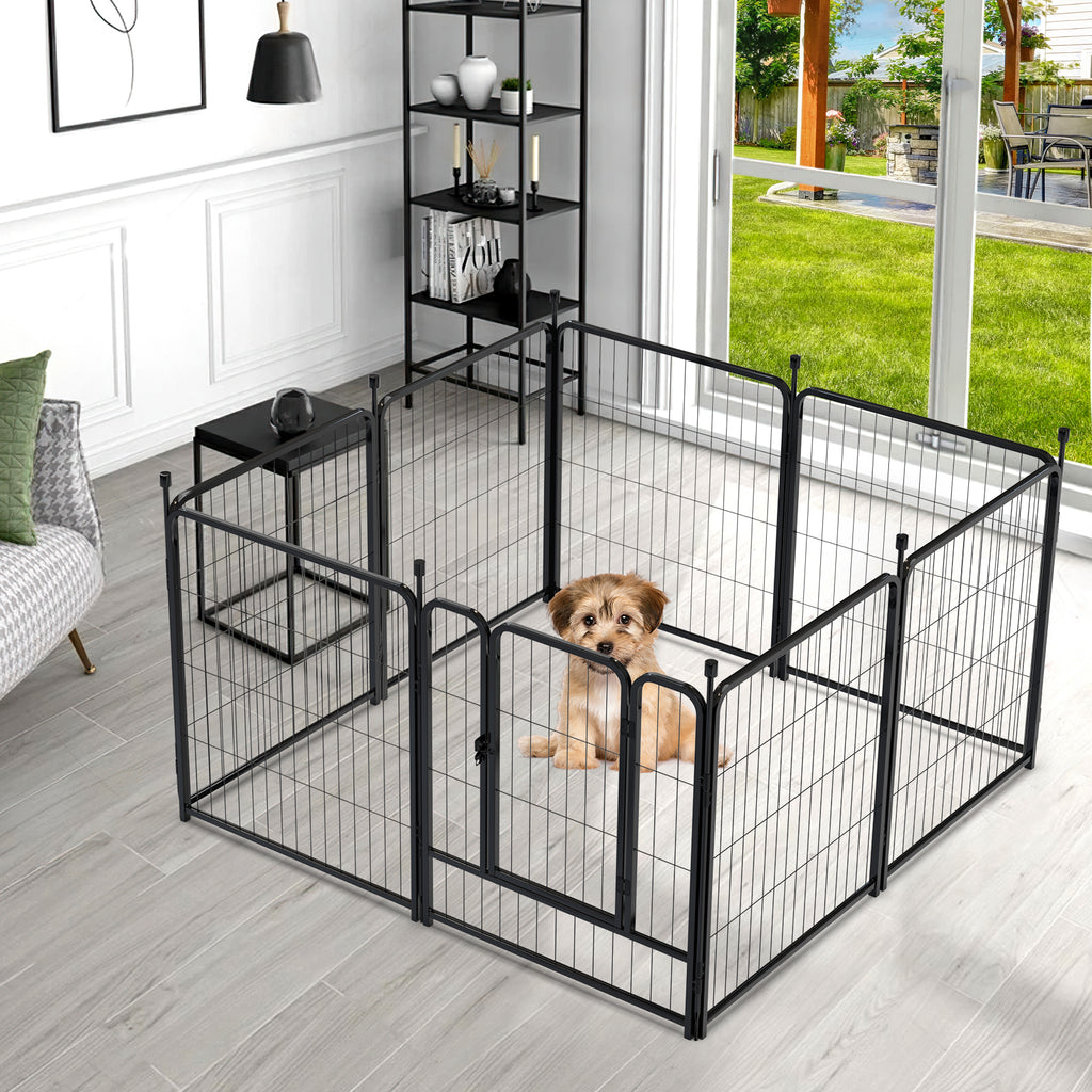 Mydeargo 32" Tall Metal Dog Pet Playpens for Outside Inside Exercise Run Relax, 8 Fence Panels