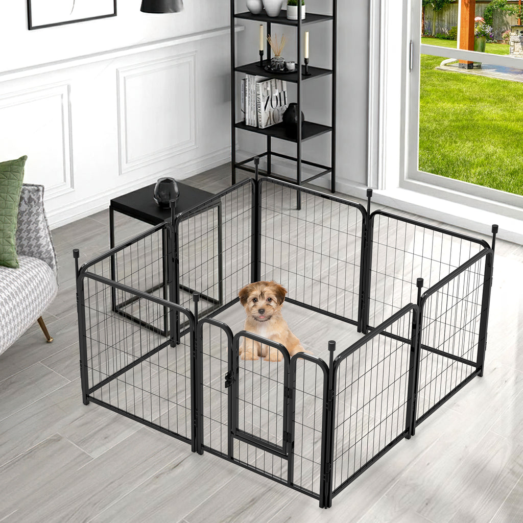 Mydeargo 24" Tall Metal Dog Pet Playpens for Outside Inside Exercise Run Relax, 8 Fence Panels