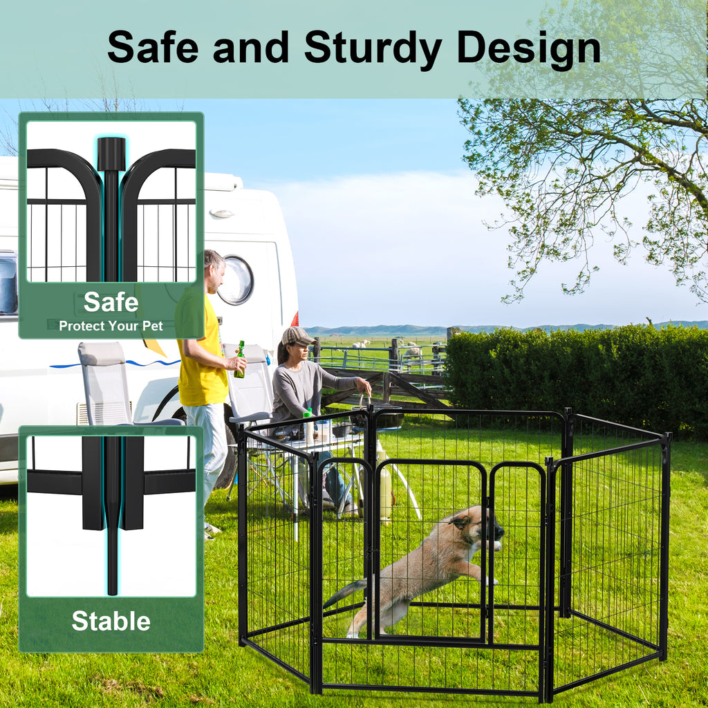 Mydeargo 32" Tall Metal Dog Pet Playpens for Outside Inside Exercise Run Relax, 6 Fence Panels