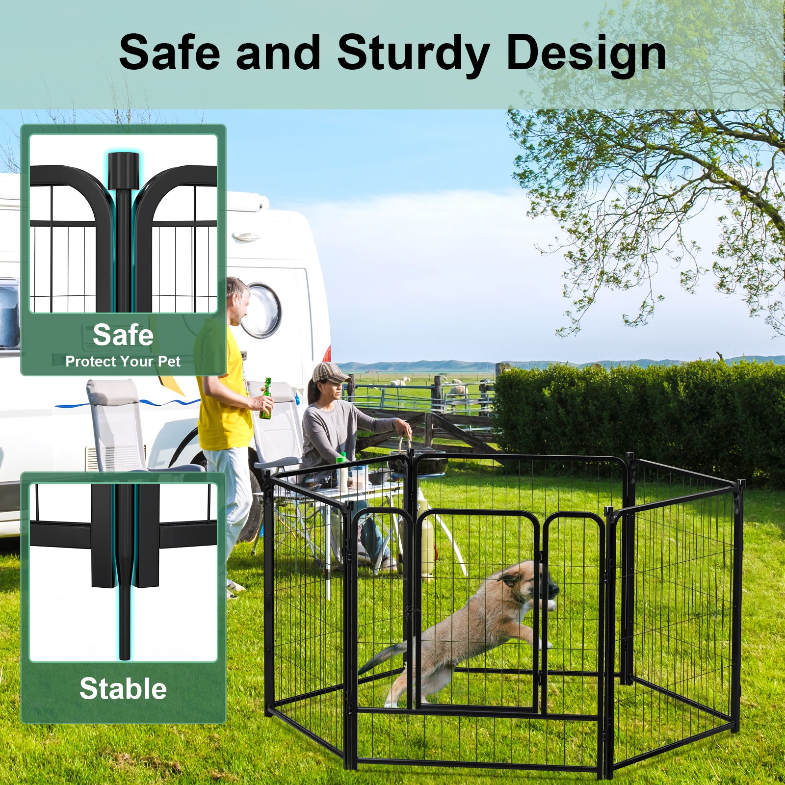 Mydeargo 32" Tall Metal Dog Pet Playpens for Outside Inside Exercise Run Relax, 6 Fence Panels