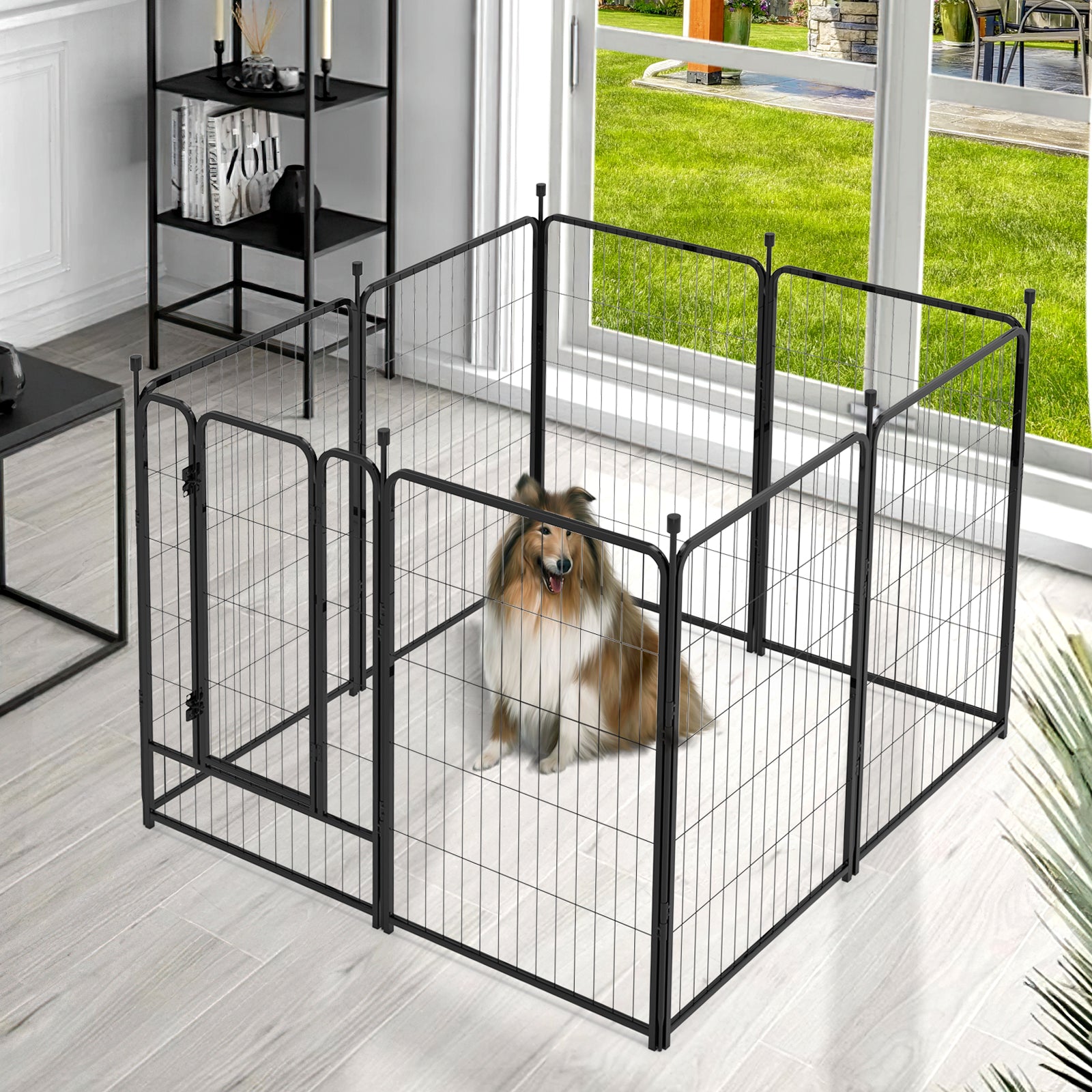 Mydeargo 40" Tall Metal Dog Pet Playpens for Outside Inside Exercise Run Relax, 8 Fence Panels