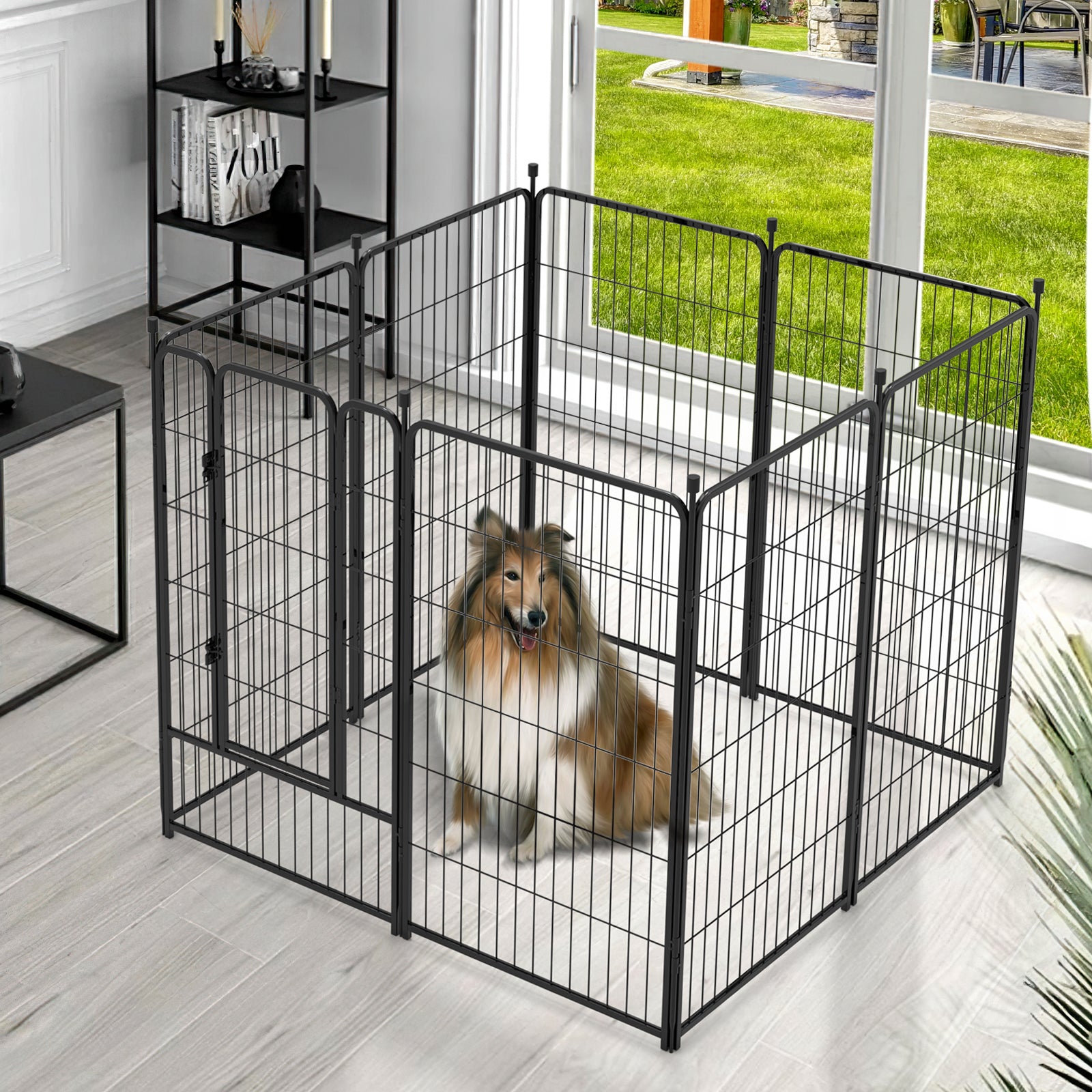 Mydeargo 45" Tall Metal Dog Pet Playpens for Outside Inside Exercise Run Relax, 8 Fence Panels