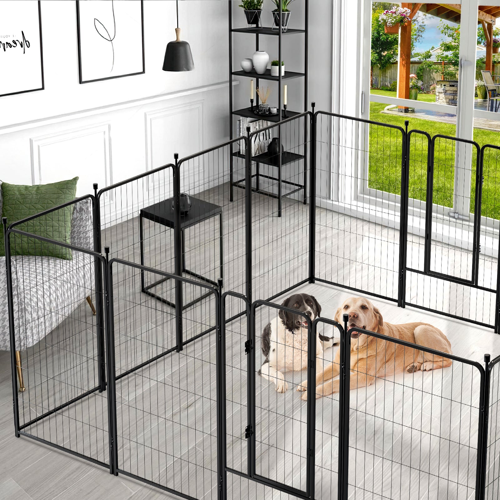 Mydeargo 45" Tall Metal Dog Pet Playpens for Outside Inside Exercise Run Relax, 16 Fence Panels