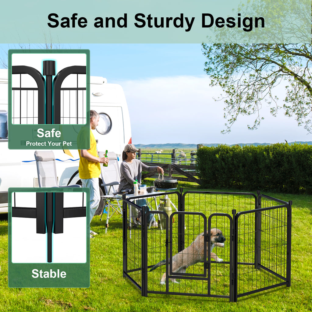 Mydeargo 24" Tall Metal Dog Pet Playpens for Outside Inside Exercise Run Relax, 8 Fence Panels