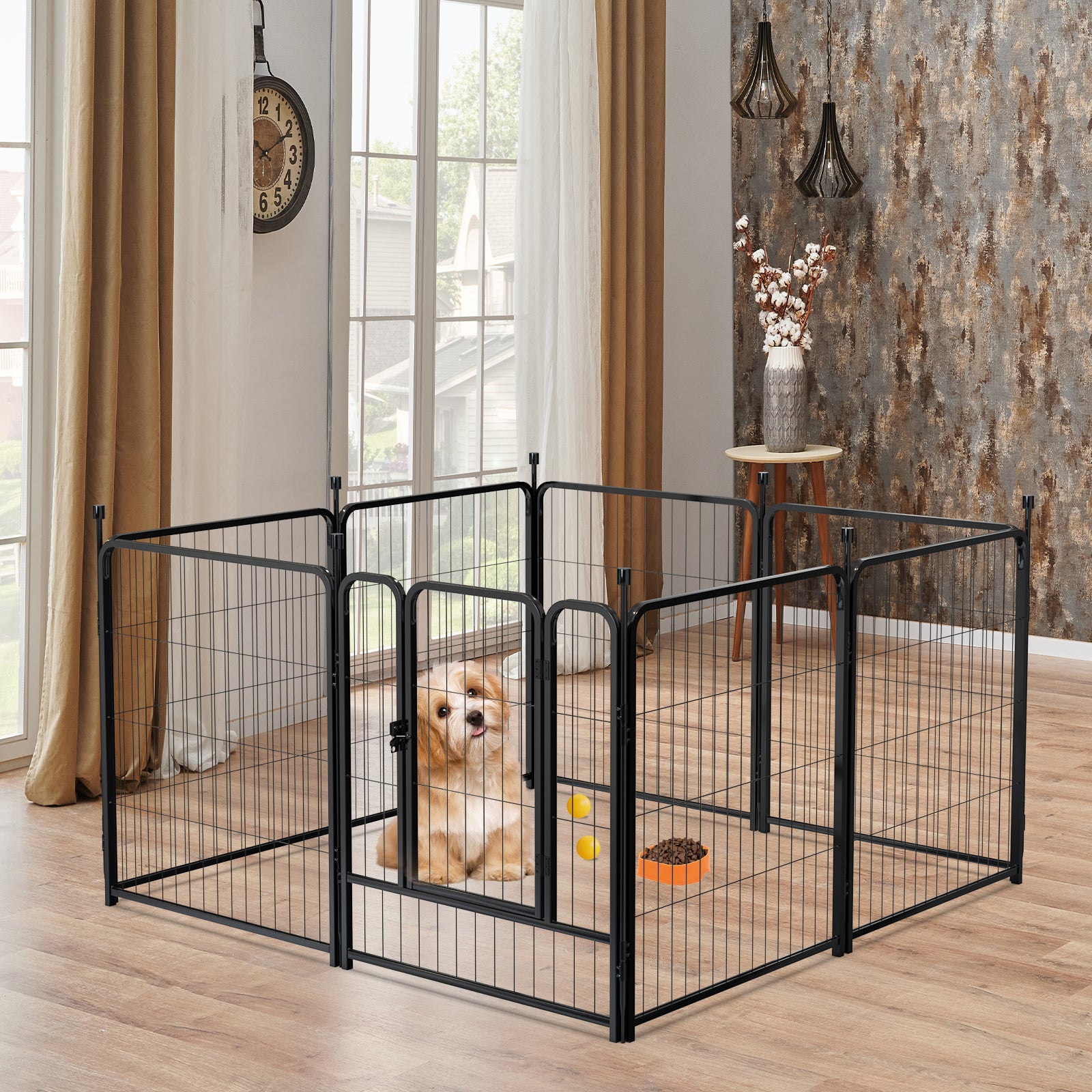Mydeargo 32" Tall Metal Dog Pet Playpens for Outside Inside Exercise Run Relax, 8 Fence Panels