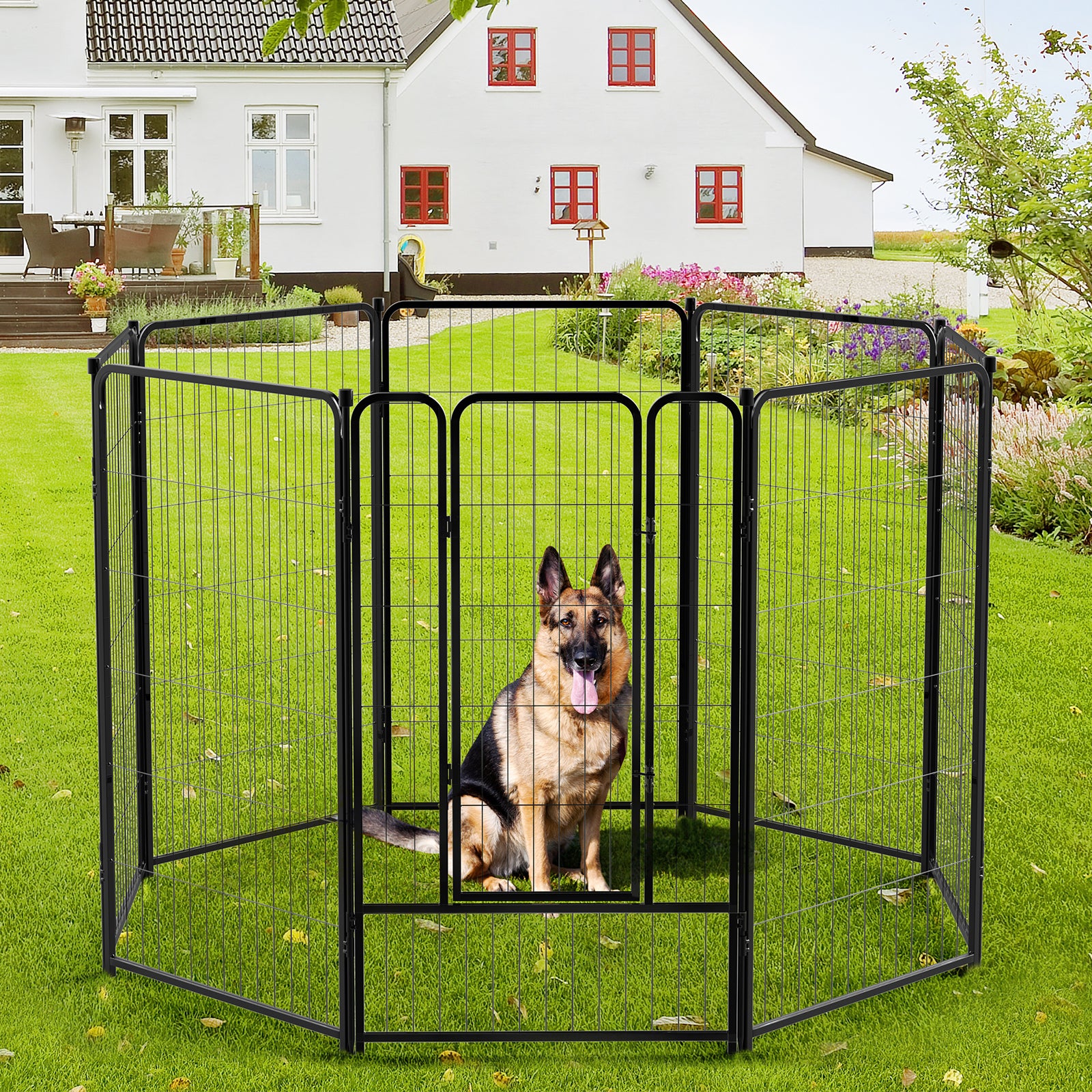 Mydeargo 45" Tall Metal Dog Pet Playpens for Outside Inside Exercise Run Relax, 8 Fence Panels