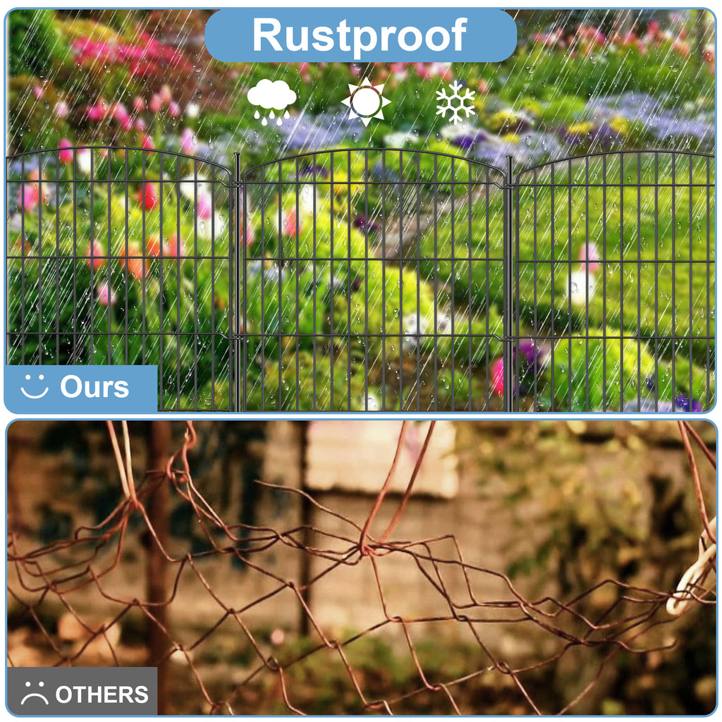 Mydeargo 25 Panels Metal Outdoor Decorative Garden Border Fence for Yard Lawn Patio, 30"(H) X 24"(L)