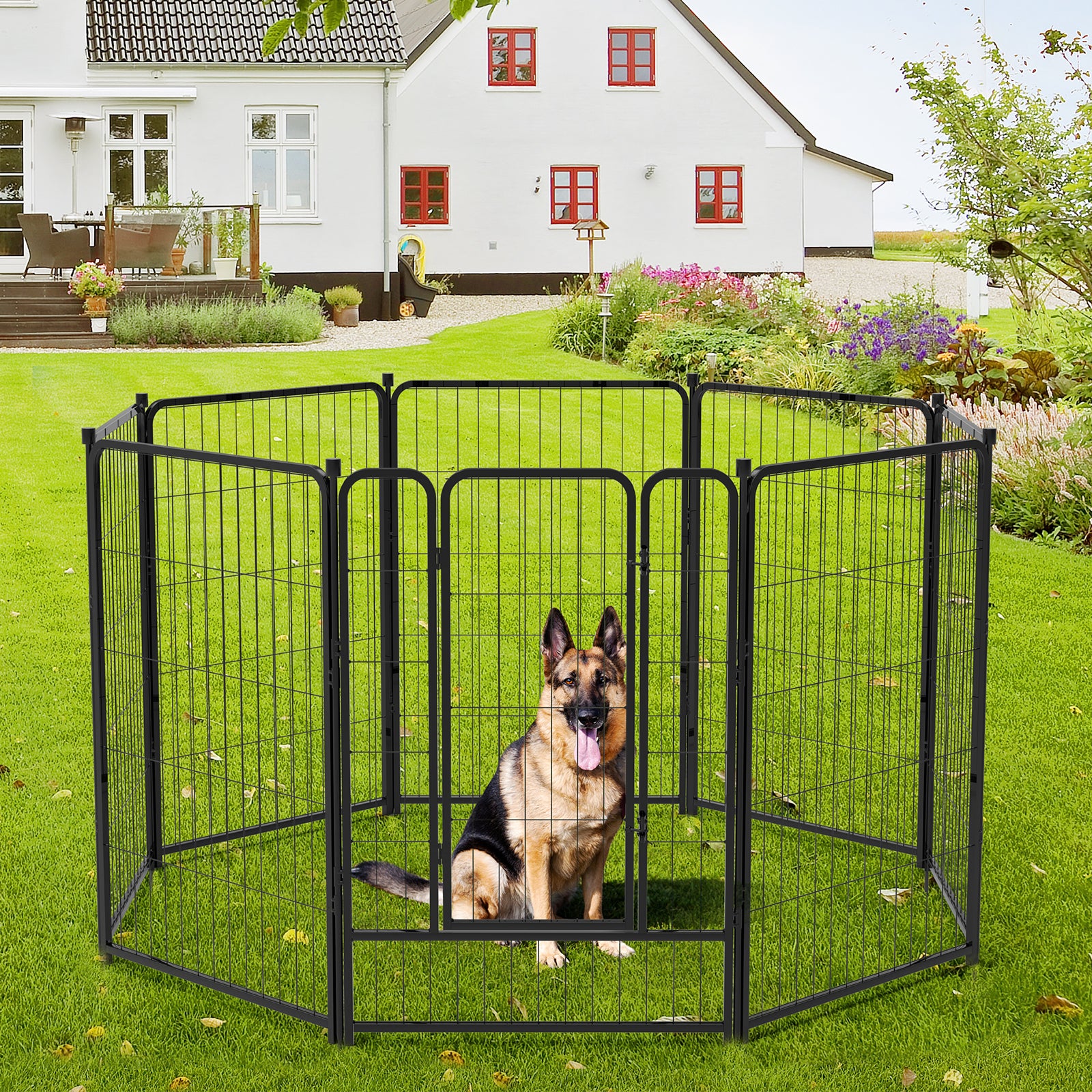 Mydeargo 40" Tall Metal Dog Pet Playpens for Outside Inside Exercise Run Relax, 8 Fence Panels