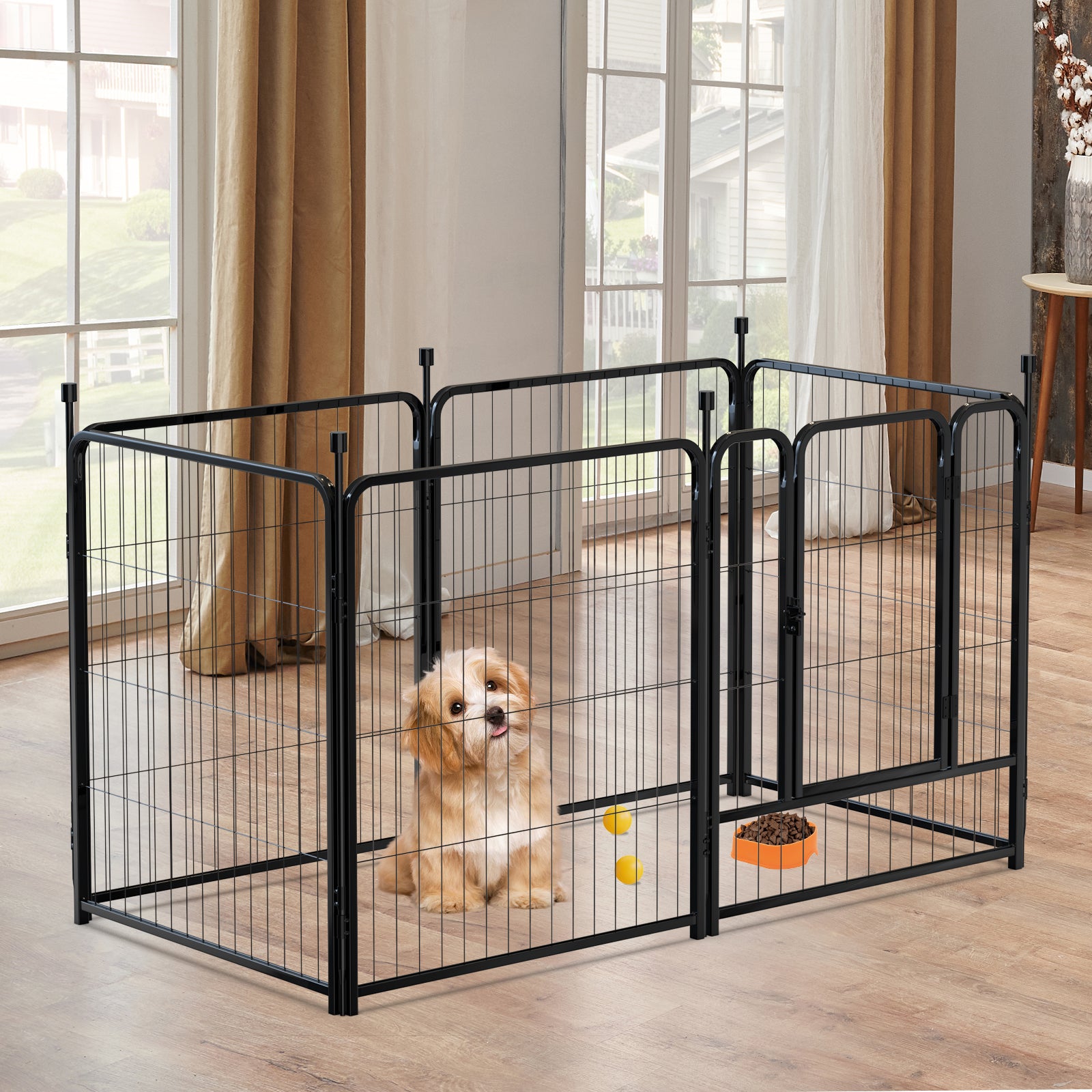 Mydeargo 32" Tall Metal Dog Pet Playpens for Outside Inside Exercise Run Relax, 6 Fence Panels