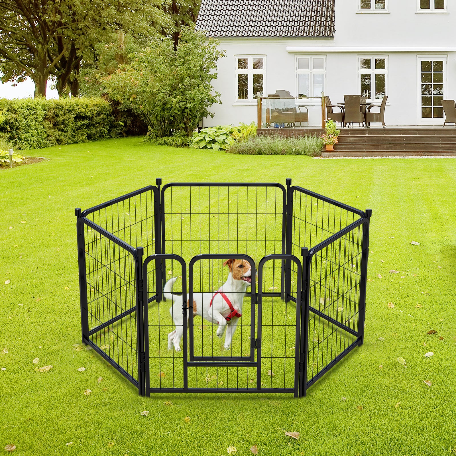 Mydeargo 24" Tall Metal Dog Pet Playpens for Outside Inside Exercise Run Relax, 8 Fence Panels
