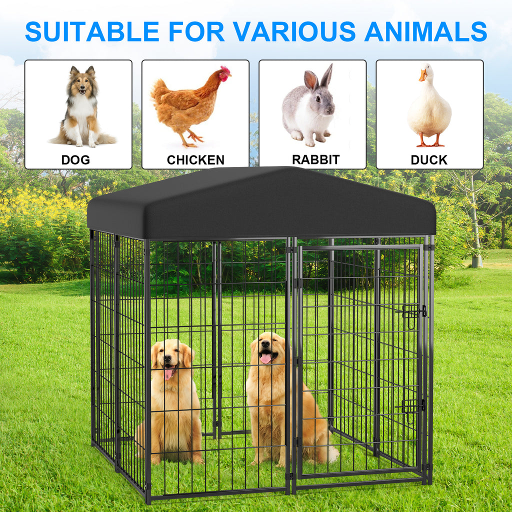 Mydeargo Universal Heavy Duty Large Metal Pet Kennels & Crates with Sun/Rain Proof for Dog Cat Duck Chicken Outdoor Indoor Excerise