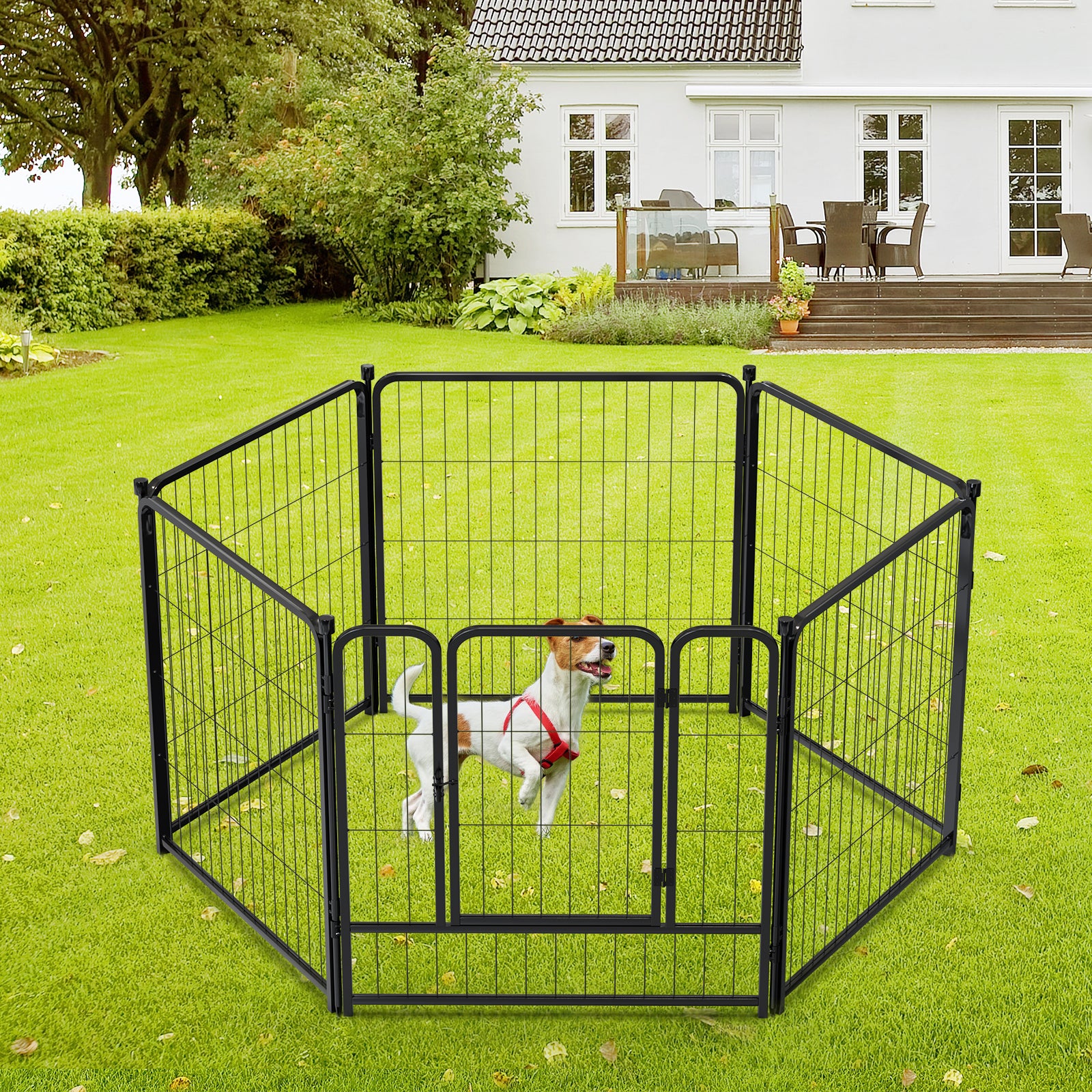 Mydeargo 32" Tall Metal Dog Pet Playpens for Outside Inside Exercise Run Relax, 6 Fence Panels