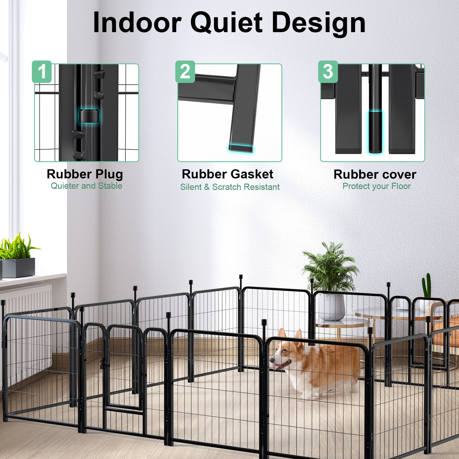 Mydeargo 24" Tall Metal Dog Pet Playpens for Outside Inside Exercise Run Relax, 16 Fence Panels