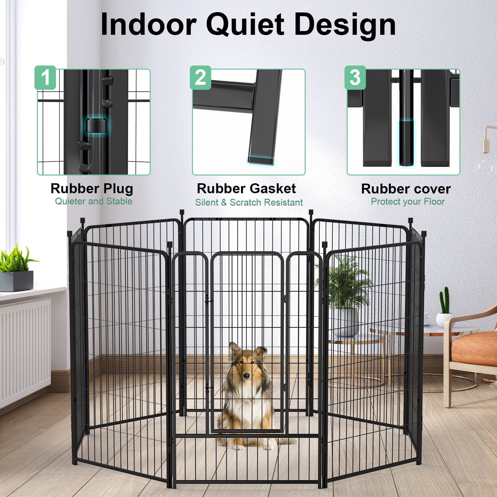 Mydeargo 45" Tall Metal Dog Pet Playpens for Outside Inside Exercise Run Relax, 8 Fence Panels