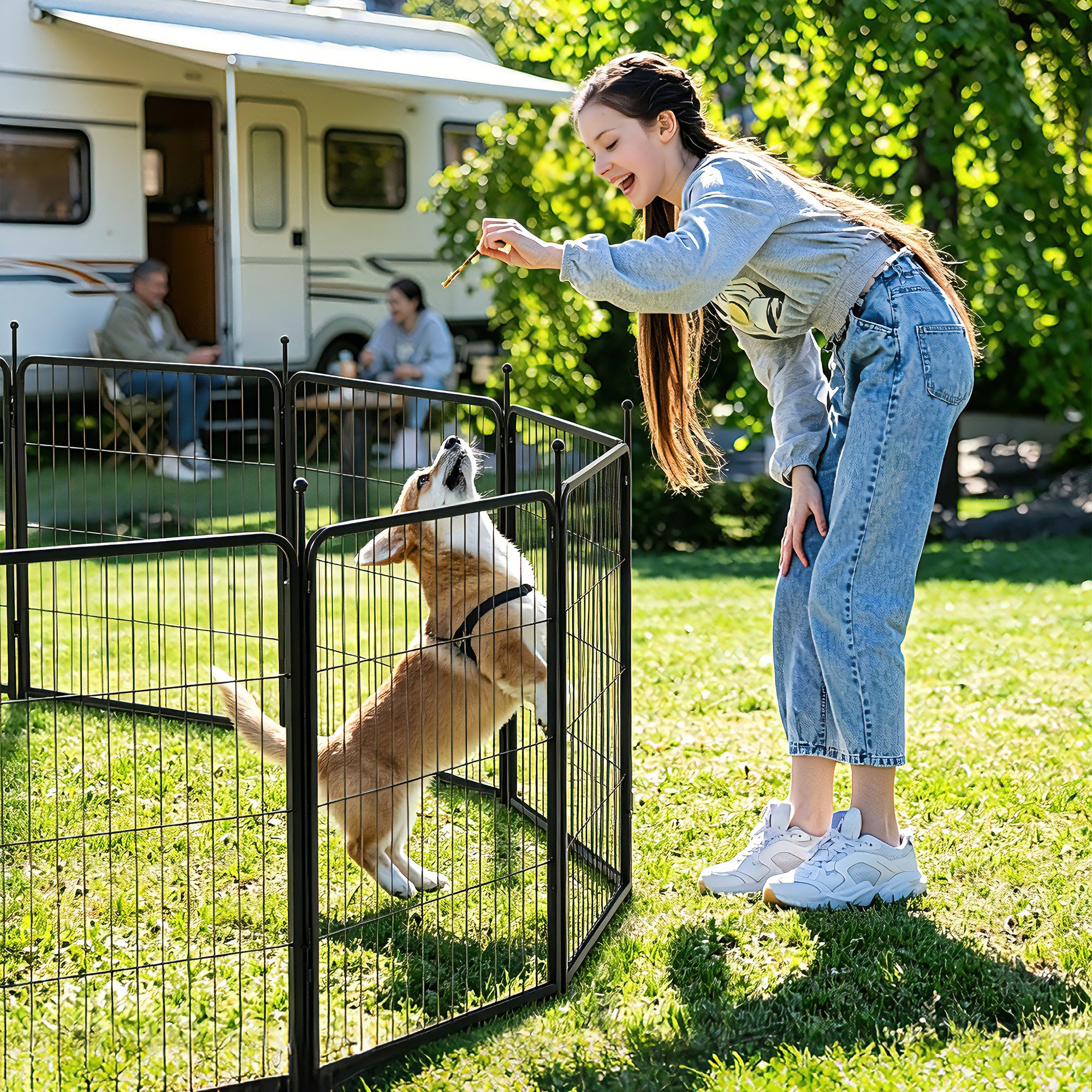 Ciwapet 32" Tall Metal Dog Playpen for Indoor & Outdoor Use, 16 Panels Exercise Fence for Dogs & Pets