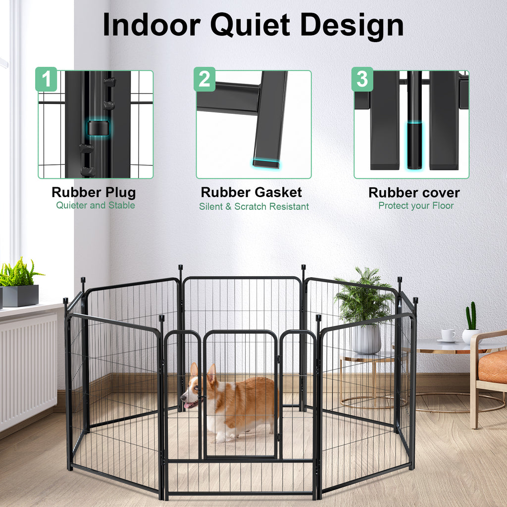 Mydeargo 32" Tall Metal Dog Pet Playpens for Outside Inside Exercise Run Relax, 8 Fence Panels