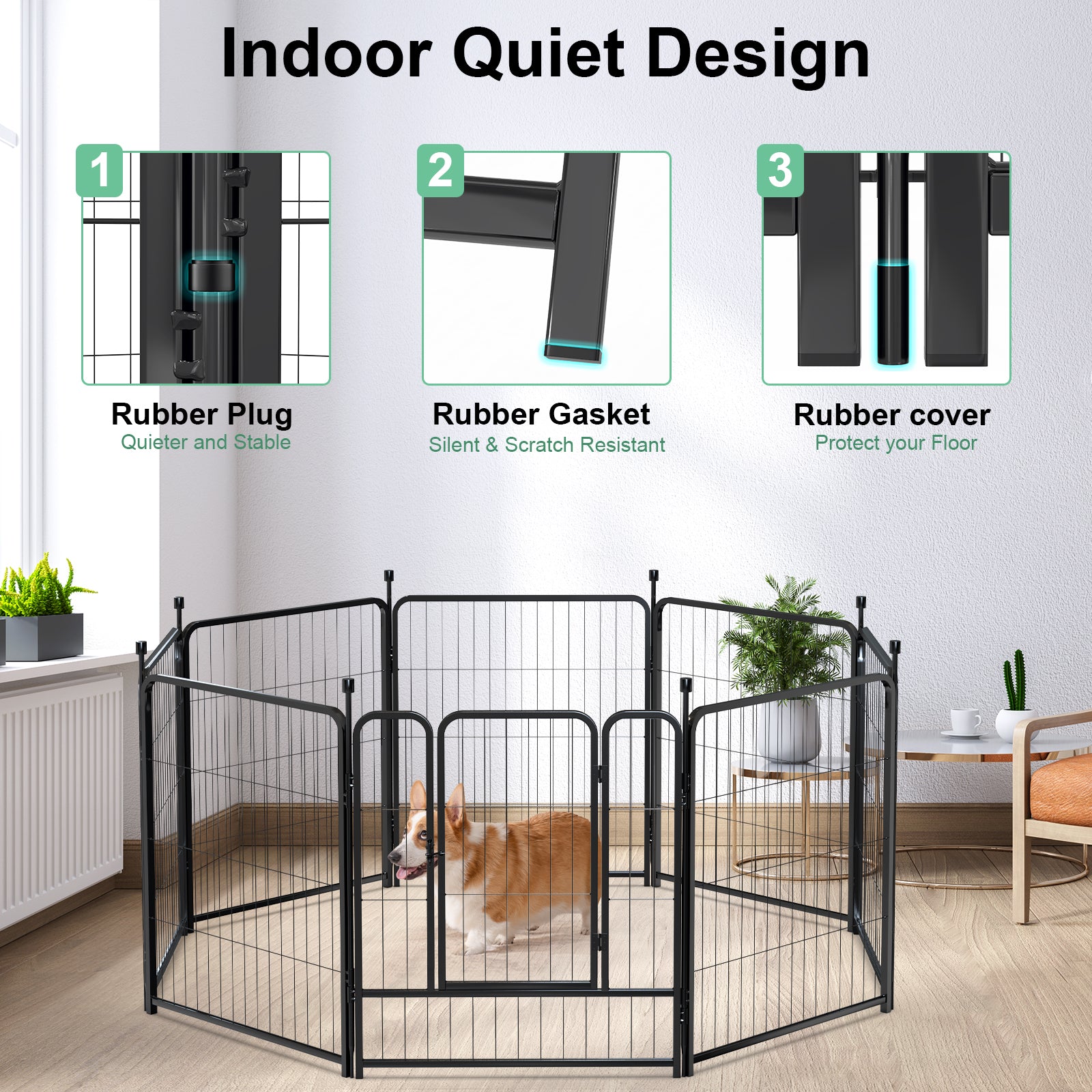 Mydeargo 32" Tall Metal Dog Pet Playpens for Outside Inside Exercise Run Relax, 8 Fence Panels