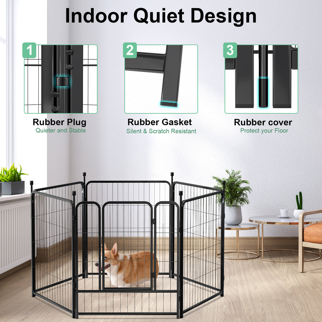Mydeargo 32" Tall Metal Dog Pet Playpens for Outside Inside Exercise Run Relax, 6 Fence Panels