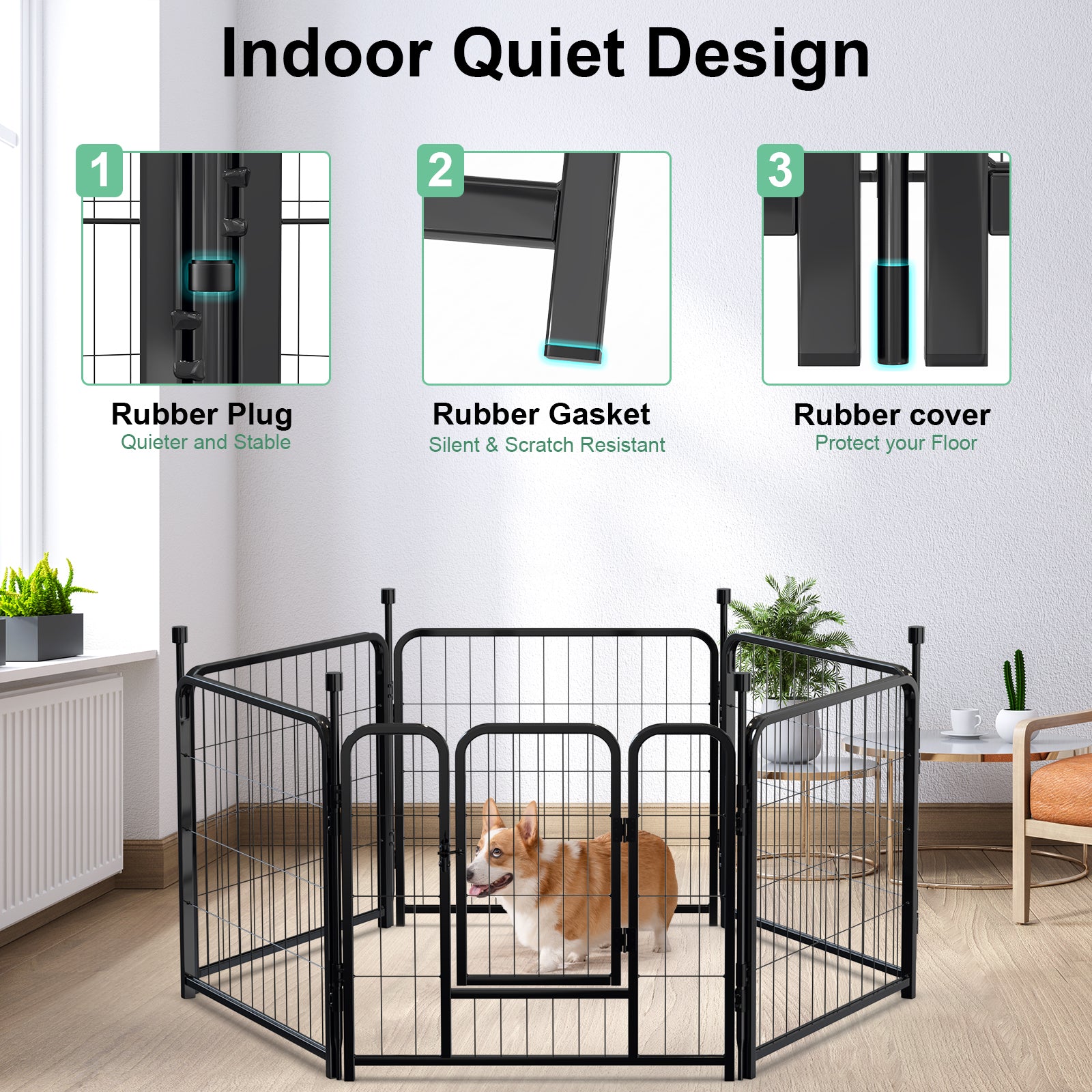 Mydeargo 24" Tall Metal Dog Pet Playpens for Outside Inside Exercise Run Relax, 6 Fence Panels