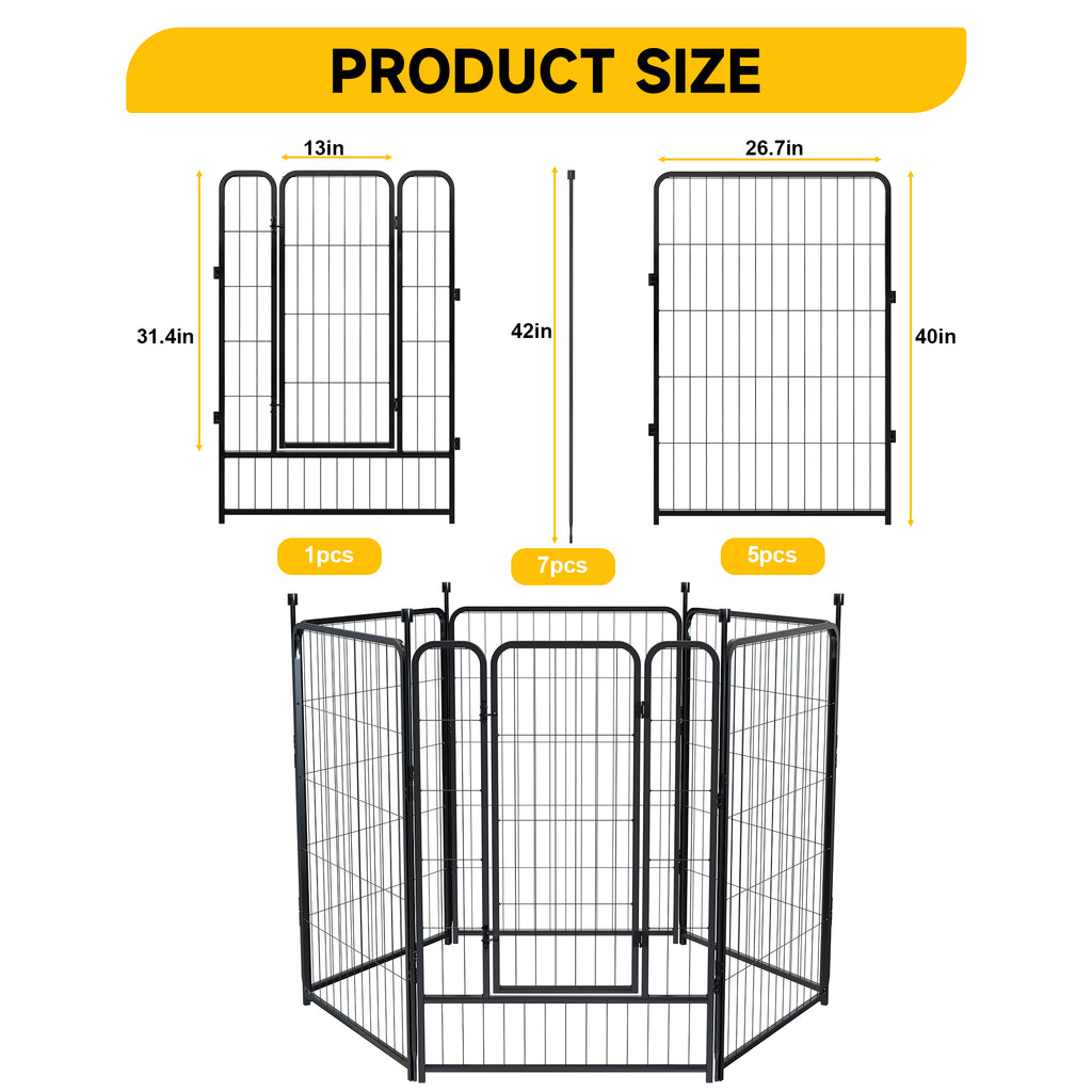 Mydeargo 40" Tall Metal Dog Pet Playpens for Outside Inside Exercise Run Relax, 6 Fence Panels