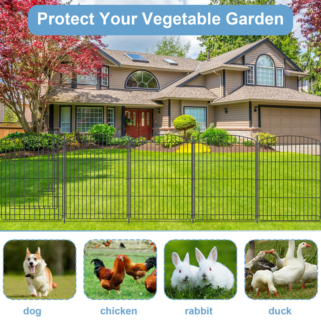 Mydeargo 5 Panels Heavy Duty Decorative Metal Garden Fence Border for Yard Patio & Flower Beds, 30"(H) X 24"(L)